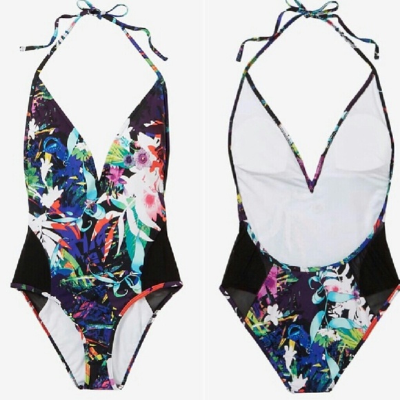 Express Other - Monokini Plunging Floral swimsuit(XS/TP)